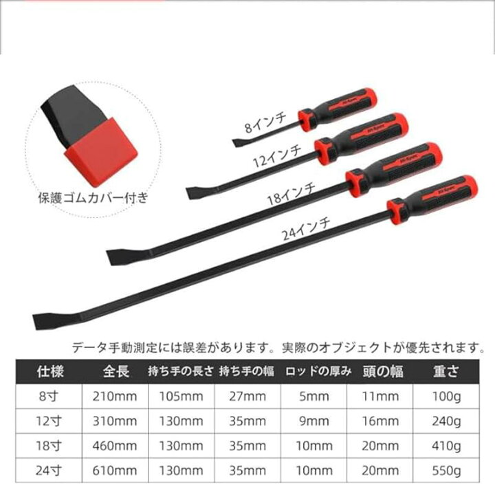 楽天市場】バールセット 多機能 プライバー4本セット 8/12/18/24インチ 