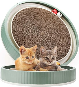 猫 爪研ぎベッド おもちゃ - 猫 爪とぎ 両面使える 猫 つめとぎ 猫 爪研ぎ 段ボール 猫 おもちゃ 人気 猫 おもちゃ 一人遊び 円型 約45cm x 45cm x 9cm 鈴入りボール付き 猫 グッズ 小型猫 中型猫 大