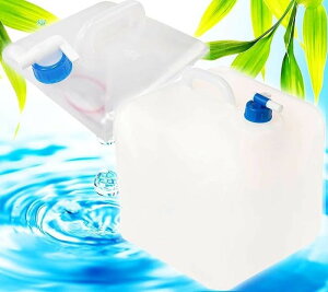 防災PROTOOL. 水タンク「折りたたみ式ウォータータンク 10L/20L クリア コック付き」食品衛生法適合 取っ手付き 軽量 コンパクト 防災、レジャー・スポーツ、アウトドア (20L)