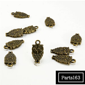 【ポイント20倍】 <フクロウ/両面>アンティーク アクセサリー専用パーツ 10点入り material
