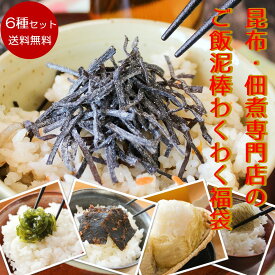 【計6種類が届く】昆布・佃煮専門店のご飯泥棒わくわく【2026新春版福袋】創業100年を迎えた老舗佃煮専門店の福袋が美味しくなってリニューアル 塩 汐 吹き 昆布 佃煮 つくだ煮 ご飯泥棒 ご飯のお供 詰め合わせ ギフト 送料無料