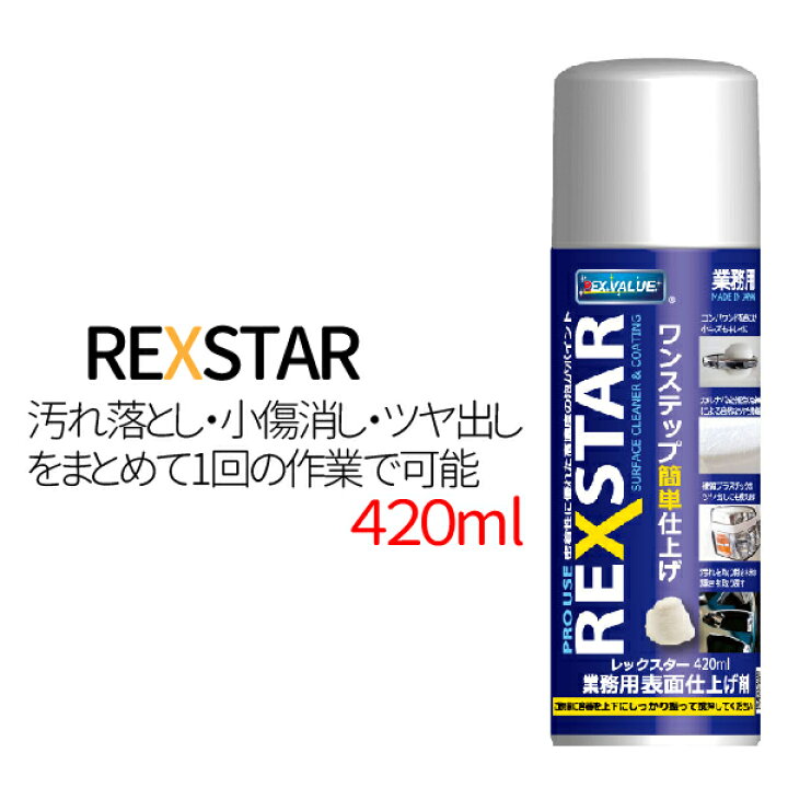 楽天市場 レックスター 4ml 汚れ落としスプレー 自動車汚れ落し 小キズ消しツヤ出し 洗車用品 ケミカル溶剤 業務用 メッキ 塗装面 塗膜 硬質プラスチック 車 自動車 バイク 日本製 送料無料 Tenkou