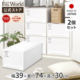 【送料無料】フィッツケース モノ ディープ 2個セットfits 衣装ケース 収納ケース 収納ボックス 奥行74 幅39 ホワイト 白 おしゃれ 衣類 天馬 公式 公式店 日本製