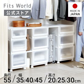 ◇MAX20％OFFクーポン！11/4 20:00〜11/11 1:59◇フィッツケース アドバンス 55サイズ ホワイト クリア fits 衣装ケース 収納ケース 収納 引出し 奥行55 幅35 40 45 高さ20 25 30 クローゼット 天馬 公式 公式店 日本製 フィッツ フィッツケース fits フィッツ収納ケース