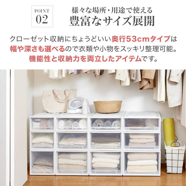 楽天市場】フィッツケース 53サイズ ホワイトクリア fits 衣装ケース 