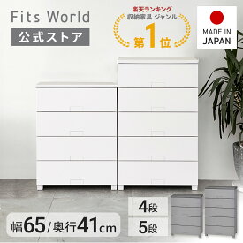 チェスト 衣装ケース 収納ケース 収納ボックス 衣類収納 フィッツチェスト フルフラット 6504 6505 ホワイト グレー フィッツ fits 引き出し プラスチック 4段 5段 幅65 高さ85cm 高さ105cm 天馬 公式 公式店 日本製 完成品 白