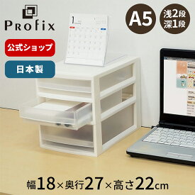 プロフィックス ルームケースプチ レターケース A5浅型2段1段レターケース はがき 収納ケース A5 引き出し 3段 デスク 卓上 プラスチック 天馬 日本製