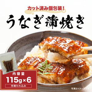 大満足パック　うなぎ蒲焼　うなぎ蒲焼カット品　真空パック　個食パック　115g×6袋　中国産　タレ・山椒6袋付き　丑の日