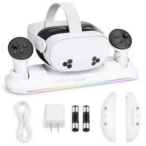 Meta Quest 3/3S/2 �Ή� �[�d�h�b�N RGB���C�g�t�� VR�[�d�X�^���h 3�䓯���[�d �R���g���[���[�[�d���d�r2�{�t�� �}���[�d ���[�X�^���h �}�O�l�b�g�[�d