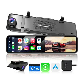 JADO ドライブレコーダー ミラー型 CarPlayとAndroidAuto【最新拡大ズーム機能 EU新基準統一法案の高耐久 TypeC】デジタルカメラ 前後カメラ ドラレコ GPS WDR HDR 夜間暗視 バックカメラ ガイド編集 本体再生 防水 地デジ対策 駐車監視 タイムラプス タッチ式 G810sPLUS