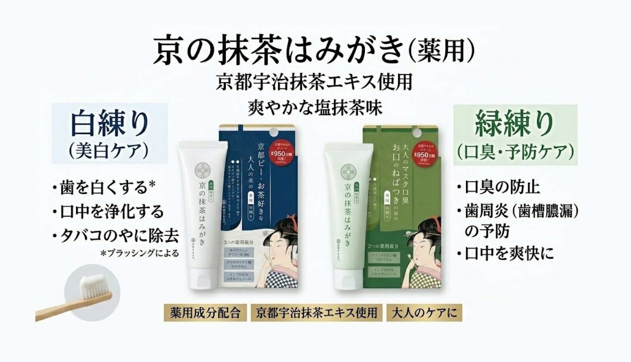 京の抹茶はみがき　薬用　白練り