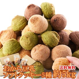 【送料無料】おから豆乳 ソフトクッキー 1kg×5 小分け | チョコ オレンジ チーズ 抹茶 シナモン 洋菓子 焼き菓子 クッキー おからクッキー ホワイトデー スイーツ お菓子 パーティー ダイエット 置き換え 一口サイズ 大容量 お徳用 豆乳クッキー スイーツ デザート ギフト