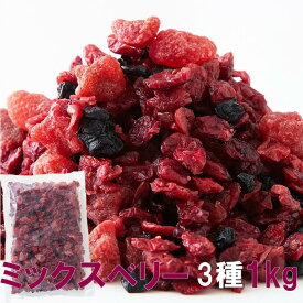【送料無料】ミックスベリー 3種 500g×2 | 果物 ドライフルーツ ミックス フルーツ イチゴ 苺 ストロベリー クランベリー ブルーベリー おやつ 朝食 乾燥 お徳用 得用 大容量 業務用 大量 お菓子材料 ドライフルーツ 美容 健康 製菓材料 食品 ビタミン ミネラル 買い回り