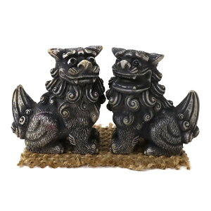 55mm 招福レギュラー獅子(座) シーサー ウェザリングタイプ 1個 単品 選べる2色 魔除け獅子 座り姿 オス メス ペア 沖縄グッズ