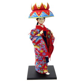 日本人形 9インチ 沖縄 紅型 着物 琉球舞踊 レッド 303-123