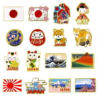 【楽天1位】 日本柄 ピンバッジ 選べる16種 和柄 国旗 富士山 招き猫 ダルマ 舞妓 柴犬 お土産やギフトに…