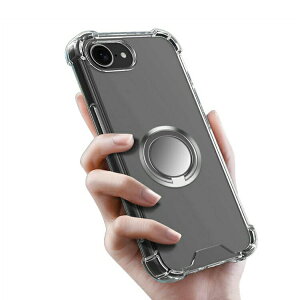 iPhone16e クリア ケース/カバー マグネット式車載ホルダ対応 クリア 透明 TPU ソフトケース 分離型スマホリング付き スタンド機能 角 保護 コーナーバンパー お洒落 シンプル ストラップ穴 Apple