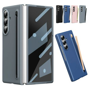 Galaxy Z Fold7 ケース カバー 折りたたみ型 強化ガラスフィルム付き 強化ガラス+プラスチック ペン収納 タッチペン付き 前面強化ガラス ハードケース シンプル 可愛い サムスン ギャラクシー Z