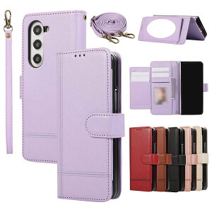 Galaxy Z Fold7 ケース カバー 折りたたみ型 スマホショルダー カバー 手帳型 PUレザー 紐 カード収納 落下防止 ショルダー 肩掛けベルト付き スタンド機能 保護ケース Samsung サムスン ギャラクシ