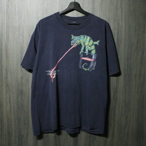 90s VINTAGE TEE BUDWEISER Chameleon Optical Illusion Pocket Cut Tag FITS XL �o�h���C�U�[ ����T�V���c �u���[