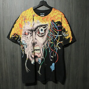 90s VINTAGE TEE Marvel Wolverine X-Men Overload Weapon AOP "WOLVERINE" LIQUID BLUE XL [K TVc ubN