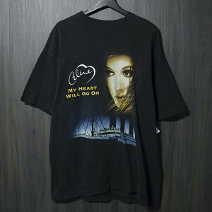 90s VINTAGE TEE Celine Dion My Heart Will Go On T-AMERICA XL �Z���[�k�E�f�B�I�� ����T�V���c �u���b�N