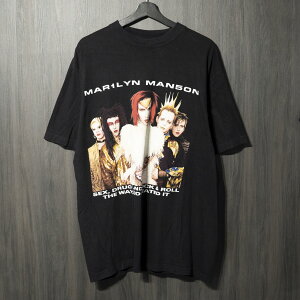 90s VINTAGE TEE Marilyn Manson  Rock Is Dead Tour 1999 BG XL �}�������E�}���\�� ����T�V���c �u���b�N