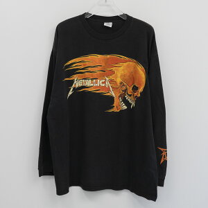 90s VINTAGE TEE Metallica  Skull Flame L/S Tee  DELTA 2XL ���^���J ����T�V���c �u���b�N