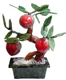 長寿 子宝を願うときの桃の樹(瑠璃 玉製)