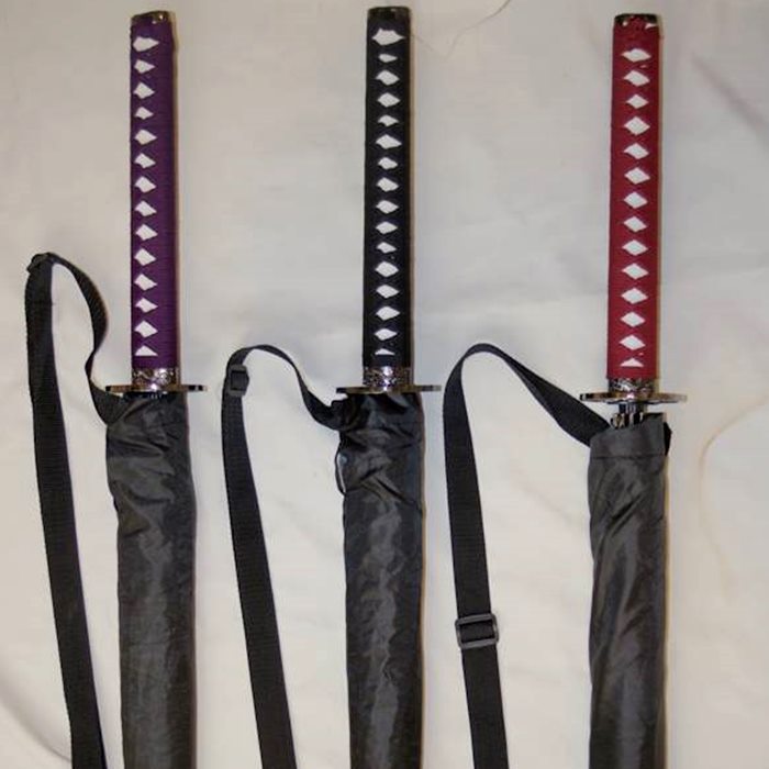 日本刀型 侍刀雨傘 ワンタッチ 背中にも背負えるアジャスター付き傘袋付録 3色 ジャンプ傘 新しいコレクション