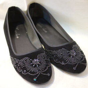 中国伝統・ビーズシューズ 黒ビーズ