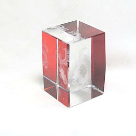 レーザー彫りクリスタルガラス 赤ドラゴン2 風水龍「開運・強運」