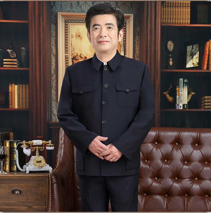 楽天市場】中国高級 人民服 中山服 上衣・黒色 外ポケット式 : 天宝堂