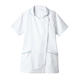 ナースジャケット 半袖 白/ターコイズ レディス 73-2113/プロ用/新品/小物送料対象商品