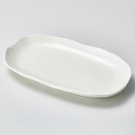 千筋23cm焼物皿アイボリー 23×13×2.5cm 132-208 (10個入) /業務用/新品/小物送料対象商品