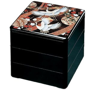 お重箱 7.5寸 深型重 黒 手まり鶴 3段/業務用/新品/小物送料対象商品