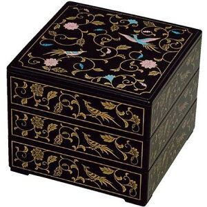 お重箱 6.5寸 角重 黒 鳳凰 3段/業務用/新品/小物送料対象商品