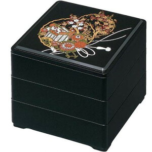 お重箱 6.5寸 深型重 黒 花御所車 3段/業務用/新品/小物送料対象商品