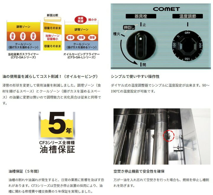 楽天市場】CF3-GA18W-L16 【コメットカトウ】 涼厨ガスフライヤー 16L 