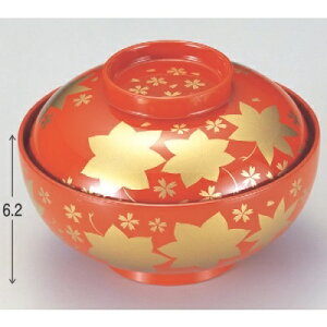 煮物椀 4.5寸平仙才丸椀総洗朱春秋 漆器 高さ62 直径:135/業務用/新品/小物送料対象商品