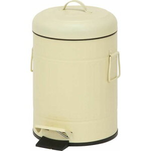 スチール ラウンドペダルペール 5L アイボリ- (セット数:6) /業務用/新品/送料別