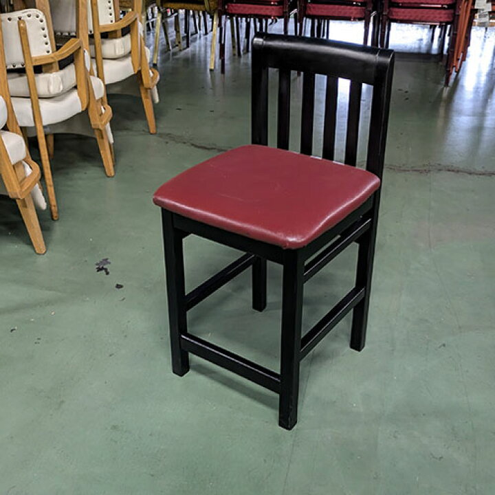 楽天市場】【中古】和風カウンターイス 黒 座赤レザー 幅410×奥行430 