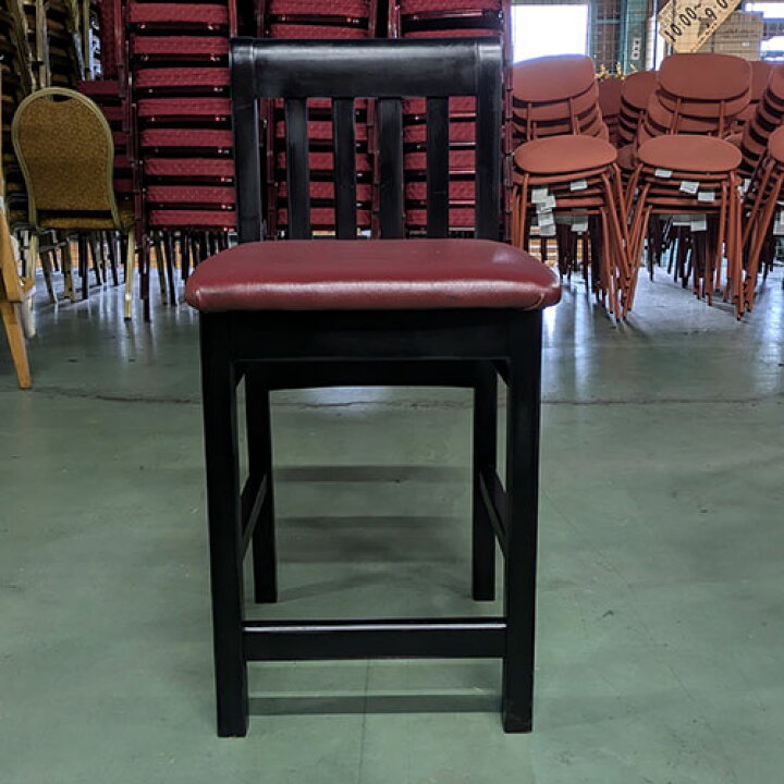 楽天市場】【中古】和風カウンターイス 黒 座赤レザー 幅410×奥行430 