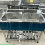 【中古】二槽シンク BGあり 幅1000×奥行450×高さ800 【送料別途見積】【業務用】【飲食店 店舗 厨房機…