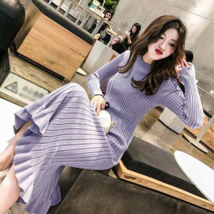 シンプルマーメイドニットワンピース （楽天市場】フリル裾 ニット  