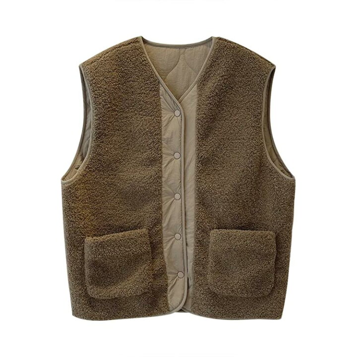 中古】プラージュ Plage リバーシブル そう キルティングベスト ボア  