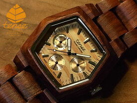 テンス 【tense】日本公式ショップ 木製腕時計 メンズ ウオッチ ヘキサゴンモデル No.151 アフリカンローズウッド 贈り物 にも隠れた人気を誇る 天然木の木目が美しい 軽量 木製 腕時計 【日本総輸入元のメンテナンス保証付】