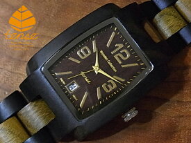 テンス 【tense】 日本公式ショップ 木製腕時計 メンズ ウォッチ トノー II モデル No.208 ダークサンダルウッド & グリーンサンダルウッド ギフトにも隠れた人気 天然木の木目が美しい 軽量 木製 腕時計 【日本総輸入元のメンテナンス保証付】