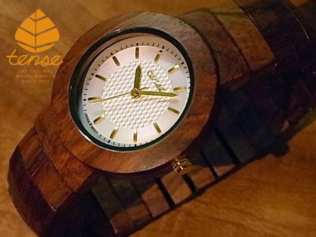 テンス 【tense】 日本公式ショップ 木製腕時計 レディース メンズ ウォッチ ラウンドブレスレットモデル No.23 アフリカンローズウッド  ギフトにも隠れた人気を誇る 天然木の木目が美しい 軽量 木製 腕時計 【日本総輸入元のメンテナンス保証付】 | tense woodwatch 