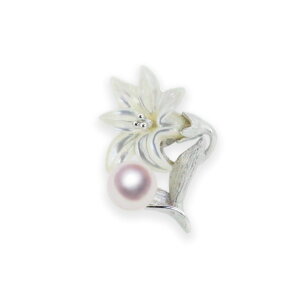 SV 7.5mm アコヤ真珠 ピンブローチ ユリ 宇和島 真珠 ジュエリー・アクセサリー・Tensei Pearl 天成真珠(あこや パール 本真珠 フォーマル カジュアル 誕生日 結婚式 七五三 成人祝い 就職祝い 成